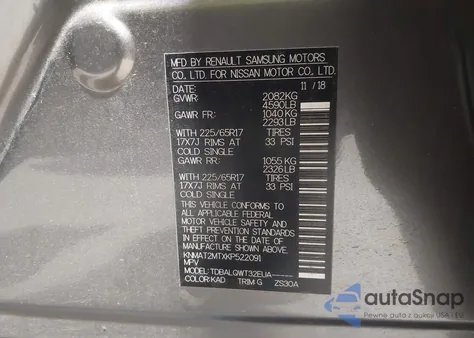 2019 Nissan Rogue Sv from USA, damaged, VIN KNMAT2MTXKP522091